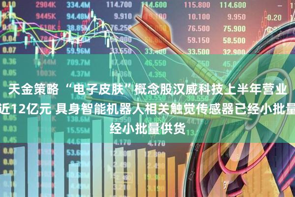 天金策略 “电子皮肤”概念股汉威科技上半年营业收入近12亿元 具身智能机器人相关触觉传感器已经小批量供货