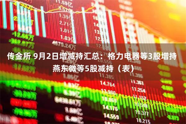 传金所 9月2日增减持汇总：格力电器等3股增持 燕东微等5股减持（表）