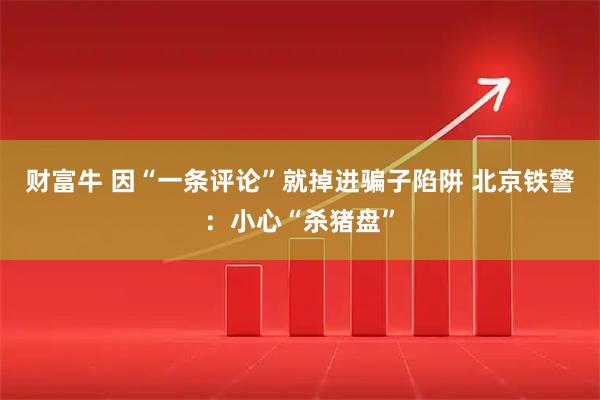 财富牛 因“一条评论”就掉进骗子陷阱 北京铁警：小心“杀猪盘”