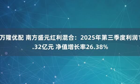 万隆优配 南方盛元红利混合：2025年第三季度利润1.32亿元 净值增长率26.38%